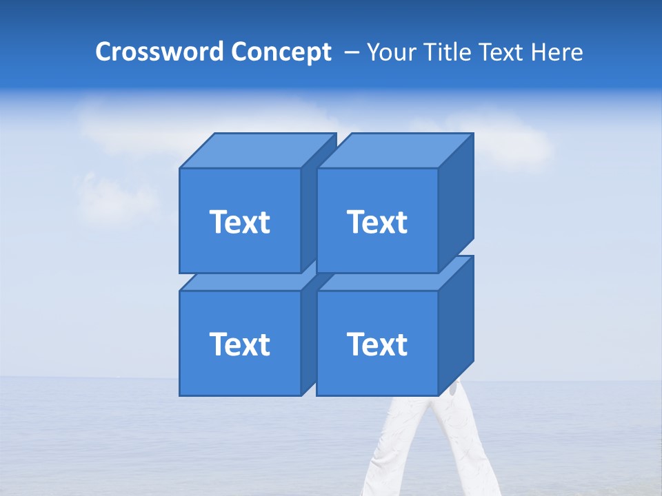 Young Beautiful Woman Doing Fitness Exercises In The Sea PowerPoint Template