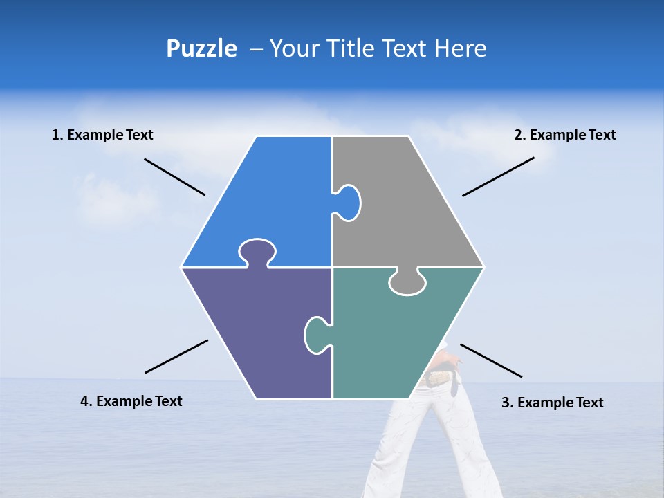 Young Beautiful Woman Doing Fitness Exercises In The Sea PowerPoint Template