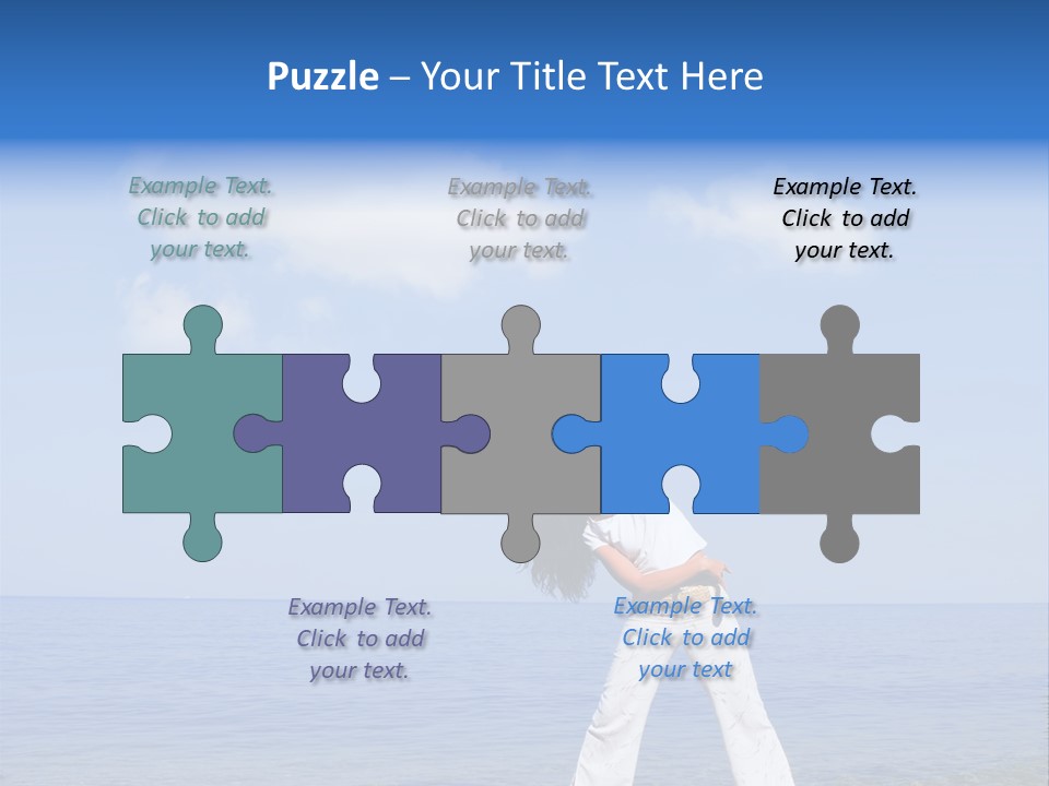 Young Beautiful Woman Doing Fitness Exercises In The Sea PowerPoint Template