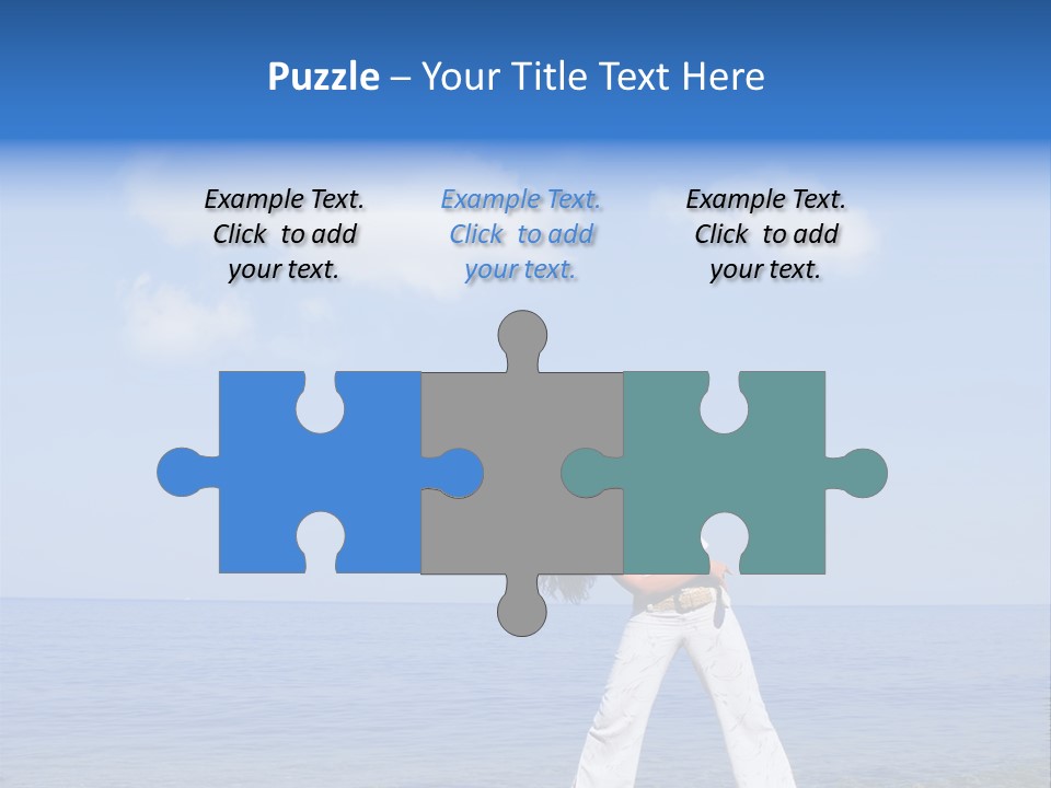 Young Beautiful Woman Doing Fitness Exercises In The Sea PowerPoint Template