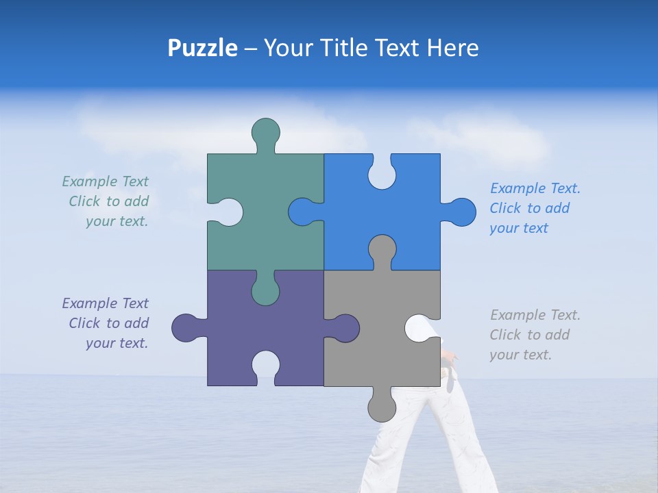 Young Beautiful Woman Doing Fitness Exercises In The Sea PowerPoint Template