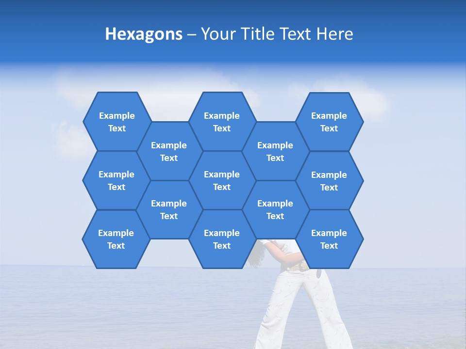 Young Beautiful Woman Doing Fitness Exercises In The Sea PowerPoint Template