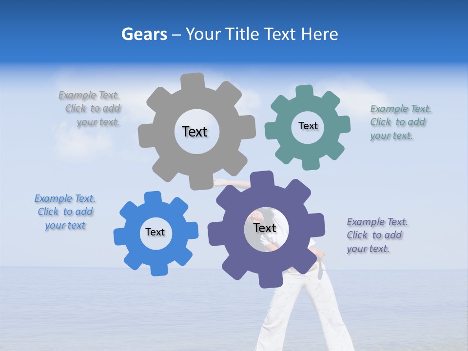 Young Beautiful Woman Doing Fitness Exercises In The Sea PowerPoint Template