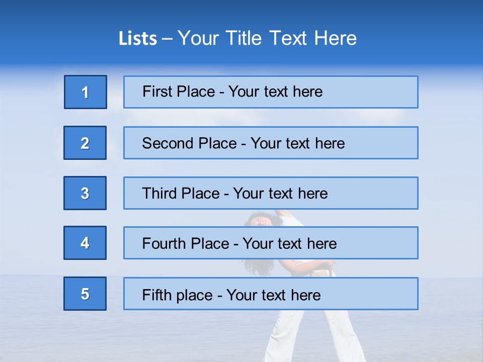 Young Beautiful Woman Doing Fitness Exercises In The Sea PowerPoint Template