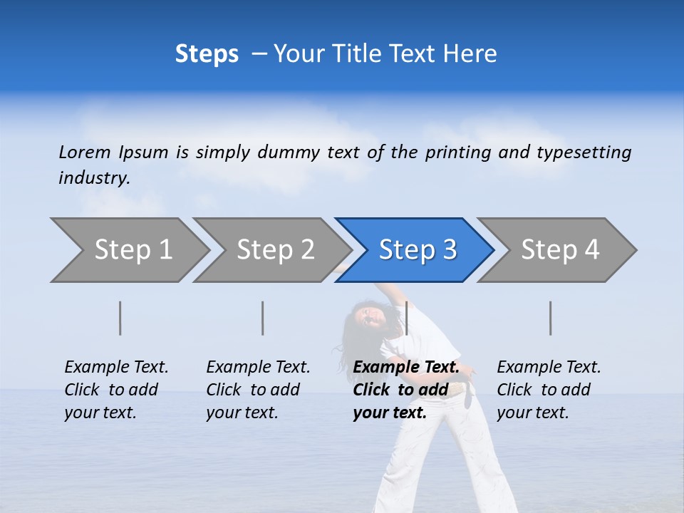 Young Beautiful Woman Doing Fitness Exercises In The Sea PowerPoint Template