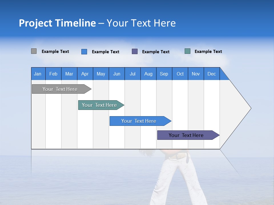 Young Beautiful Woman Doing Fitness Exercises In The Sea PowerPoint Template