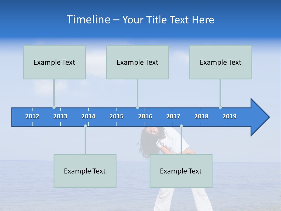 Young Beautiful Woman Doing Fitness Exercises In The Sea PowerPoint Template