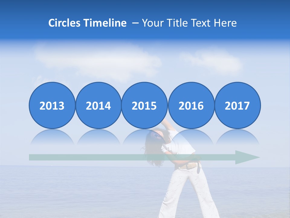 Young Beautiful Woman Doing Fitness Exercises In The Sea PowerPoint Template