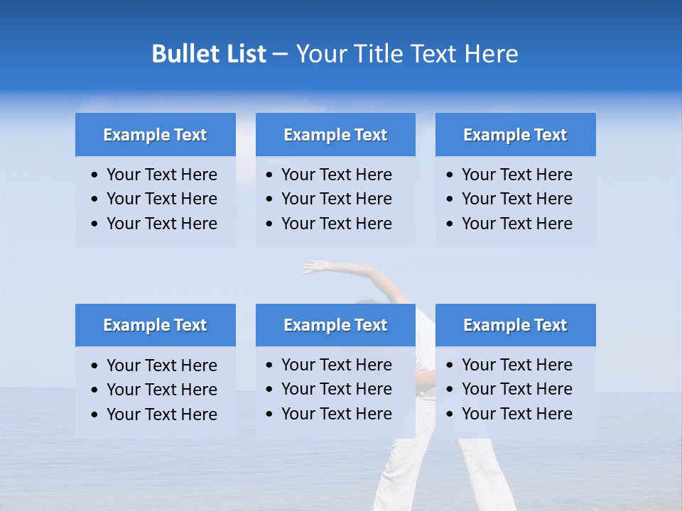 Young Beautiful Woman Doing Fitness Exercises In The Sea PowerPoint Template