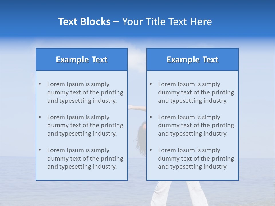 Young Beautiful Woman Doing Fitness Exercises In The Sea PowerPoint Template