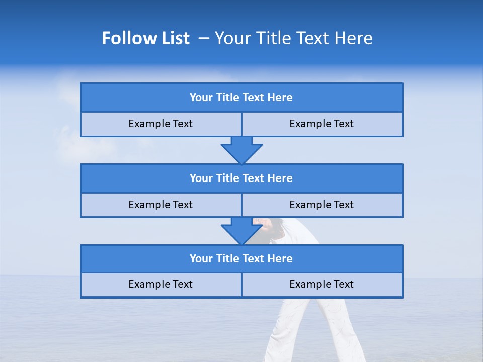 Young Beautiful Woman Doing Fitness Exercises In The Sea PowerPoint Template