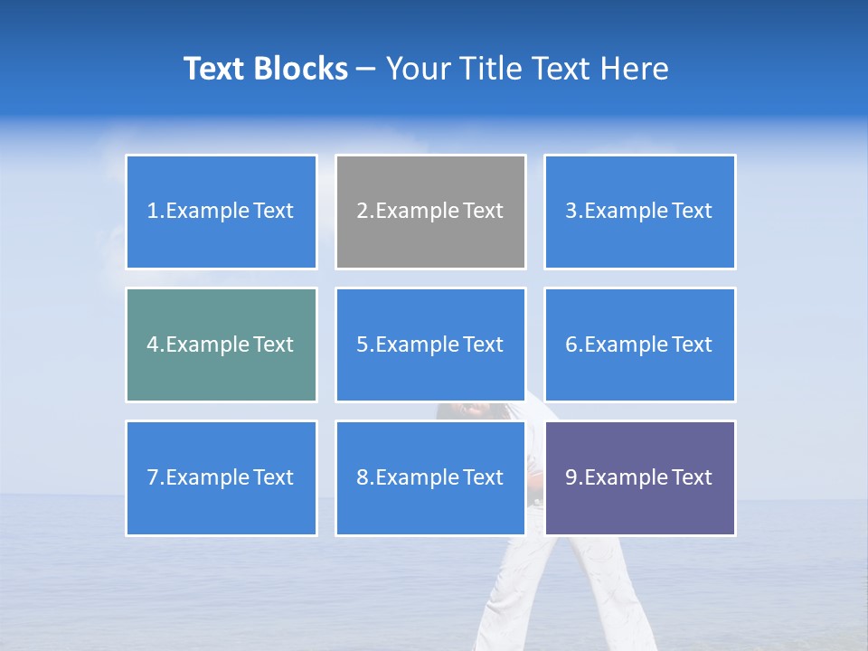 Young Beautiful Woman Doing Fitness Exercises In The Sea PowerPoint Template