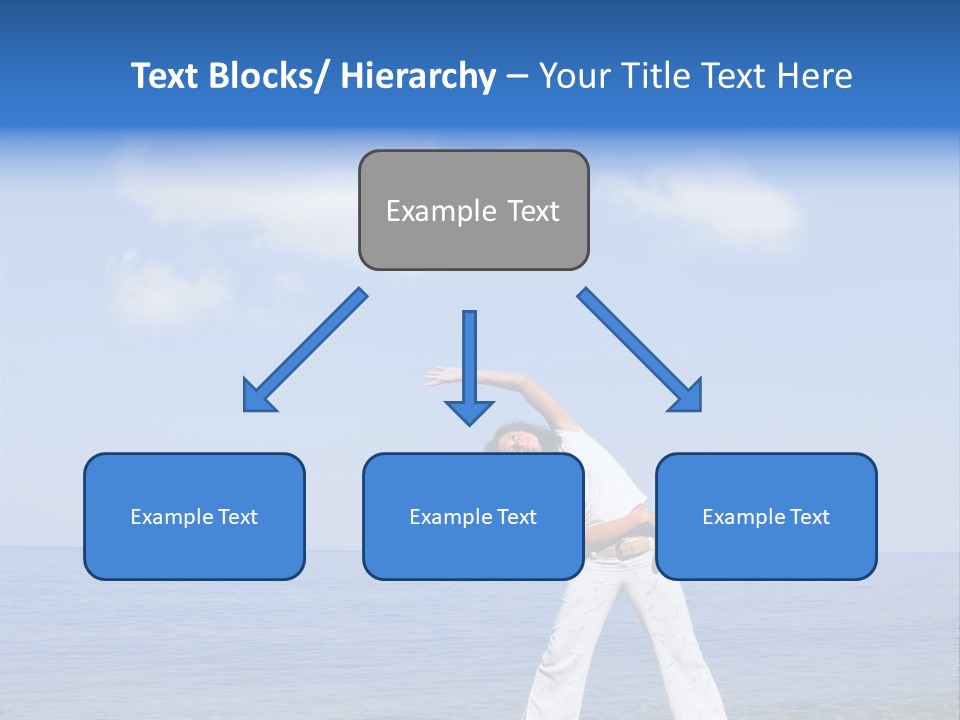 Young Beautiful Woman Doing Fitness Exercises In The Sea PowerPoint Template