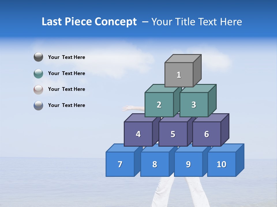 Young Beautiful Woman Doing Fitness Exercises In The Sea PowerPoint Template