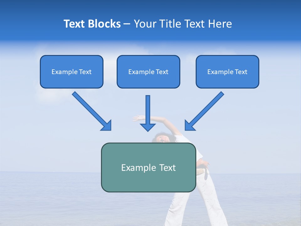 Young Beautiful Woman Doing Fitness Exercises In The Sea PowerPoint Template