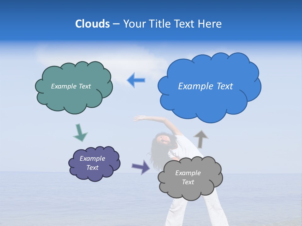 Young Beautiful Woman Doing Fitness Exercises In The Sea PowerPoint Template