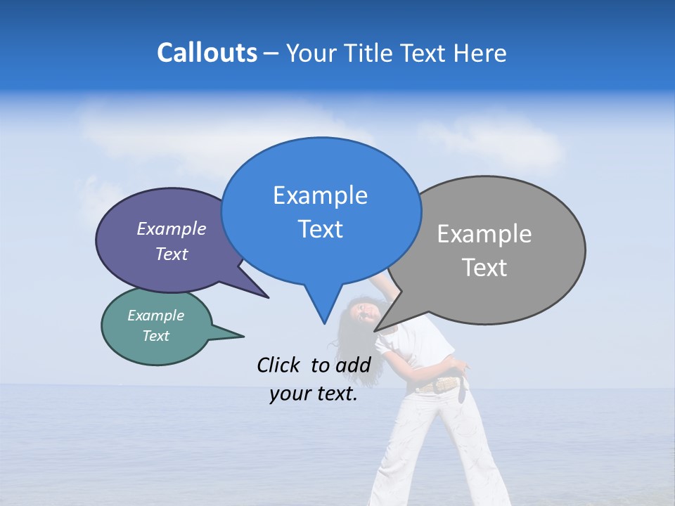 Young Beautiful Woman Doing Fitness Exercises In The Sea PowerPoint Template