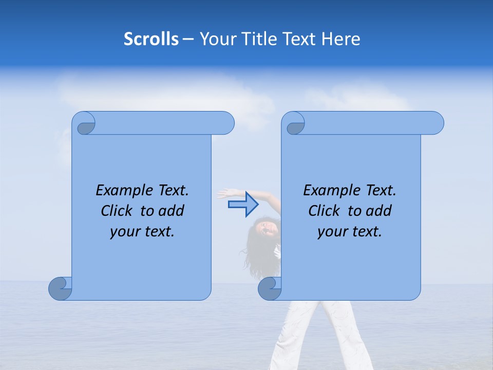 Young Beautiful Woman Doing Fitness Exercises In The Sea PowerPoint Template
