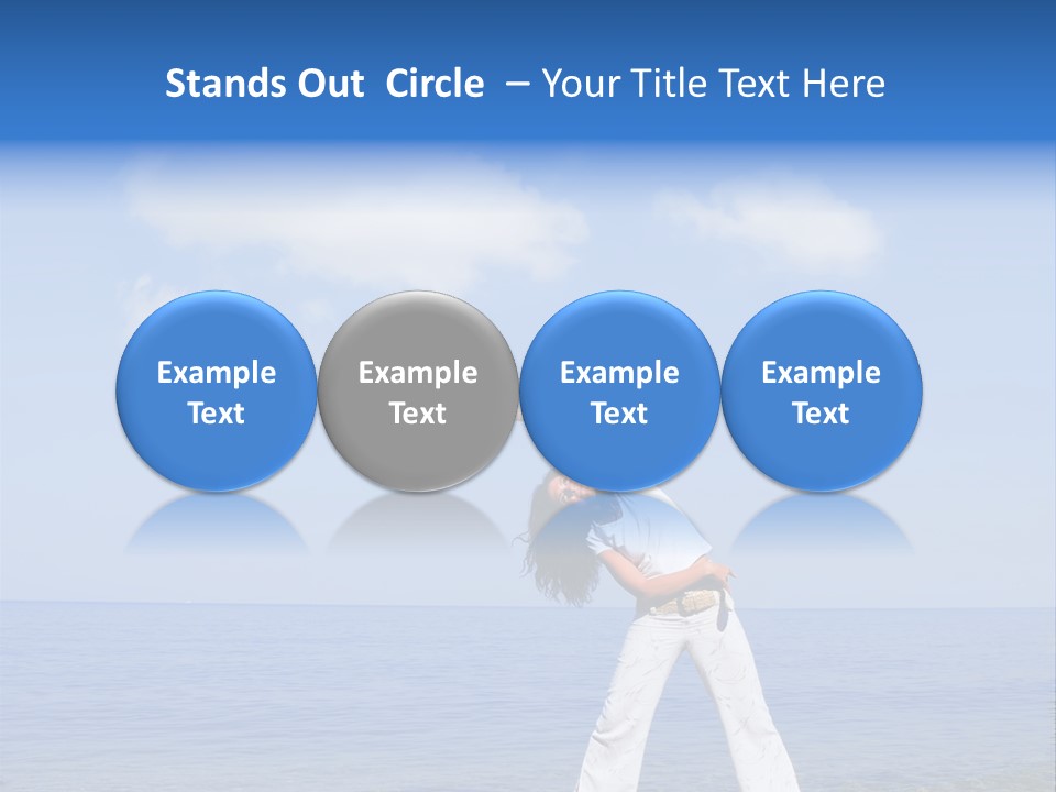 Young Beautiful Woman Doing Fitness Exercises In The Sea PowerPoint Template