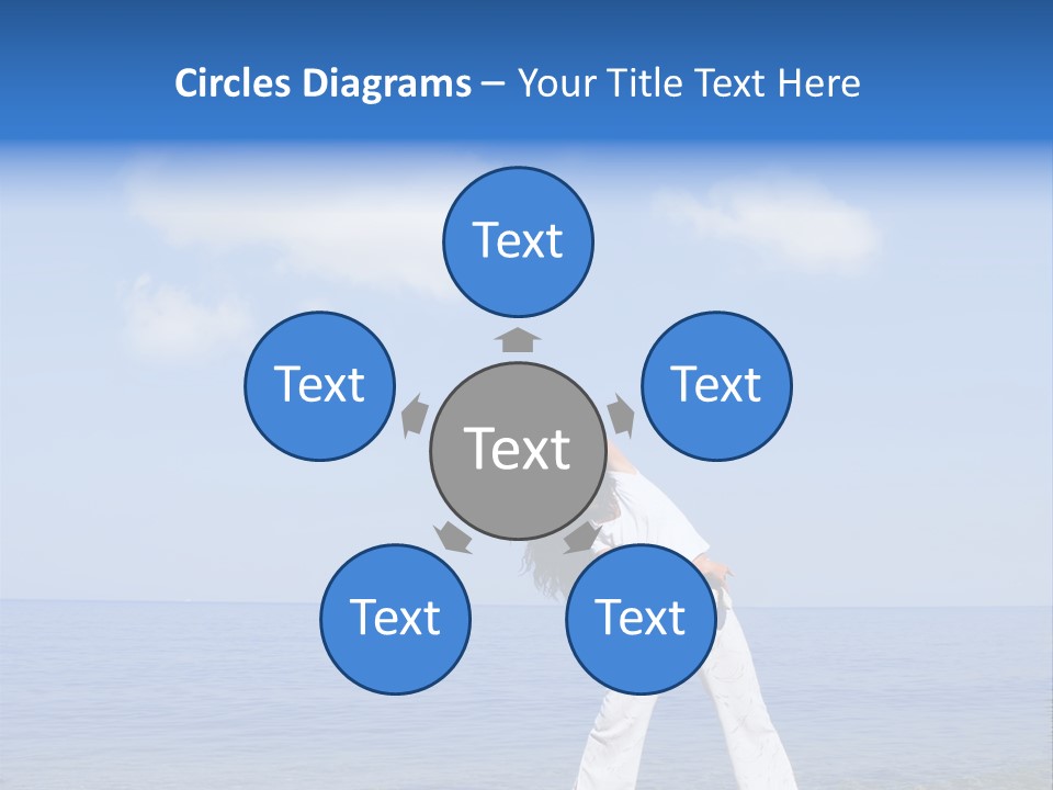 Young Beautiful Woman Doing Fitness Exercises In The Sea PowerPoint Template