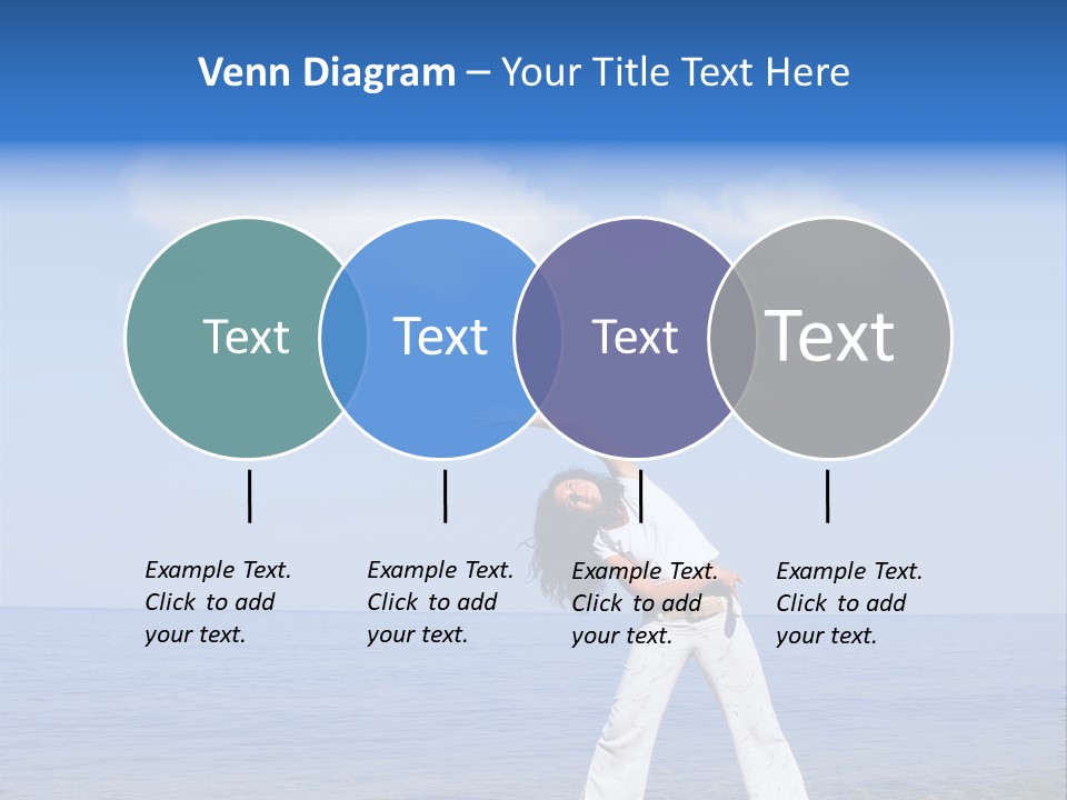 Young Beautiful Woman Doing Fitness Exercises In The Sea PowerPoint Template