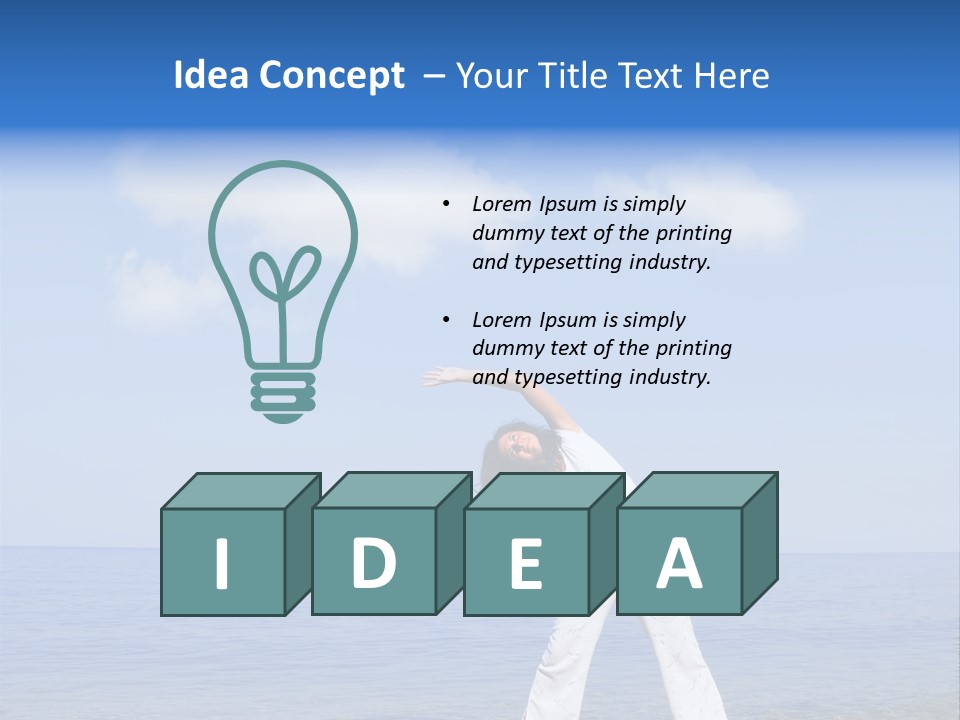 Young Beautiful Woman Doing Fitness Exercises In The Sea PowerPoint Template