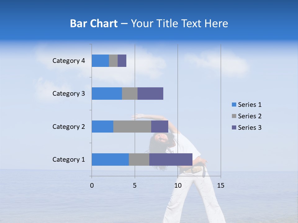 Young Beautiful Woman Doing Fitness Exercises In The Sea PowerPoint Template