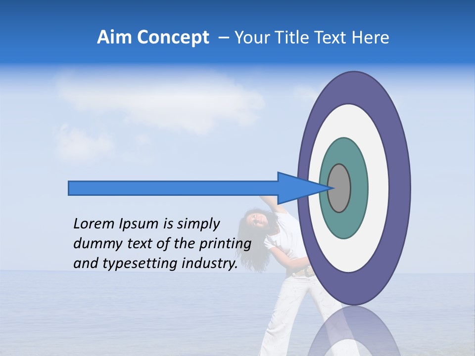 Young Beautiful Woman Doing Fitness Exercises In The Sea PowerPoint Template