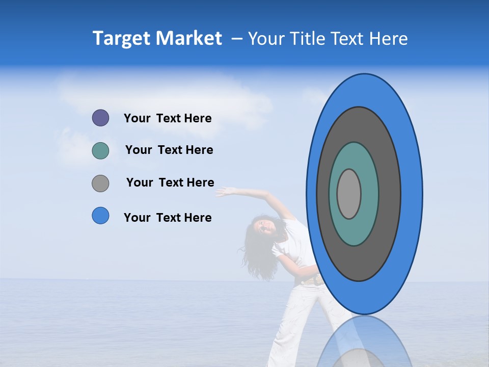 Young Beautiful Woman Doing Fitness Exercises In The Sea PowerPoint Template