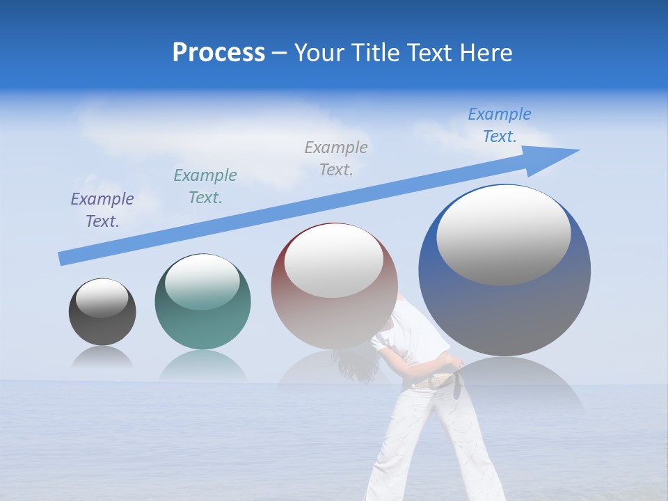 Young Beautiful Woman Doing Fitness Exercises In The Sea PowerPoint Template