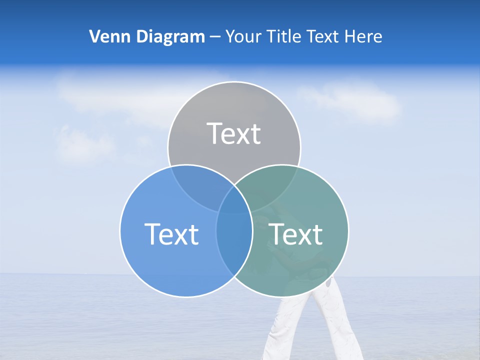 Young Beautiful Woman Doing Fitness Exercises In The Sea PowerPoint Template