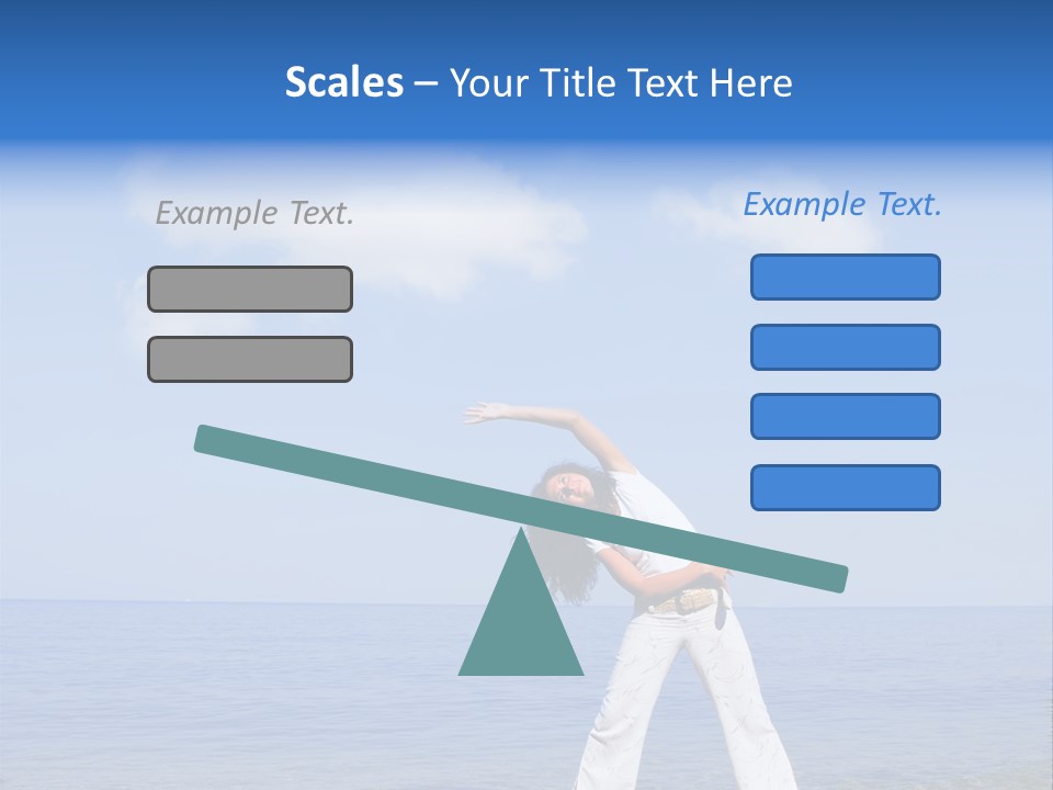 Young Beautiful Woman Doing Fitness Exercises In The Sea PowerPoint Template
