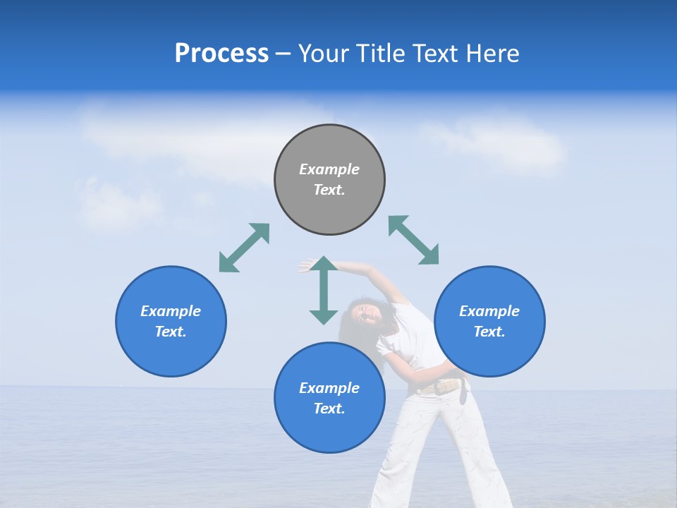 Young Beautiful Woman Doing Fitness Exercises In The Sea PowerPoint Template