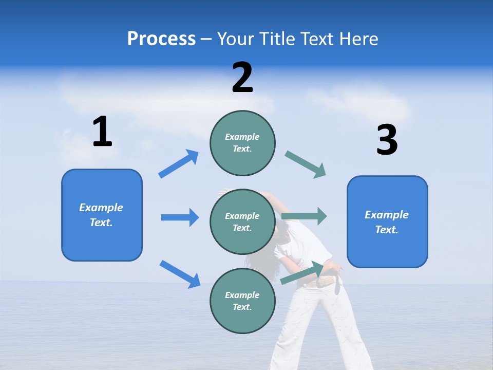 Young Beautiful Woman Doing Fitness Exercises In The Sea PowerPoint Template