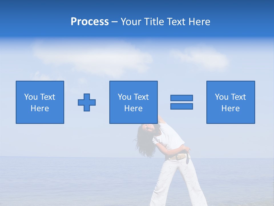 Young Beautiful Woman Doing Fitness Exercises In The Sea PowerPoint Template