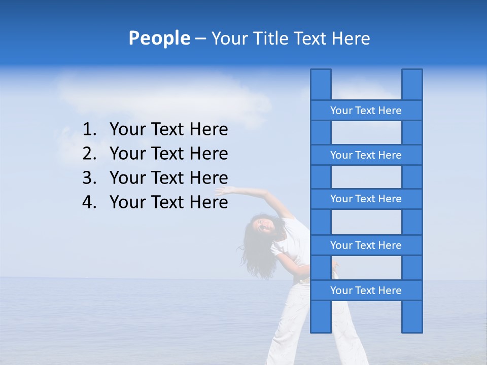 Young Beautiful Woman Doing Fitness Exercises In The Sea PowerPoint Template