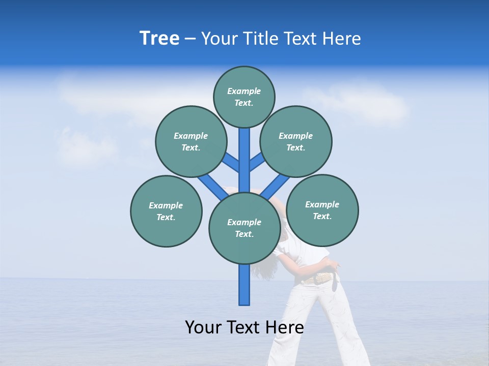 Young Beautiful Woman Doing Fitness Exercises In The Sea PowerPoint Template