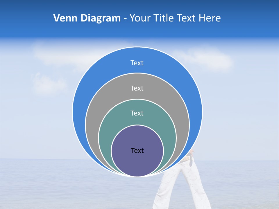 Young Beautiful Woman Doing Fitness Exercises In The Sea PowerPoint Template