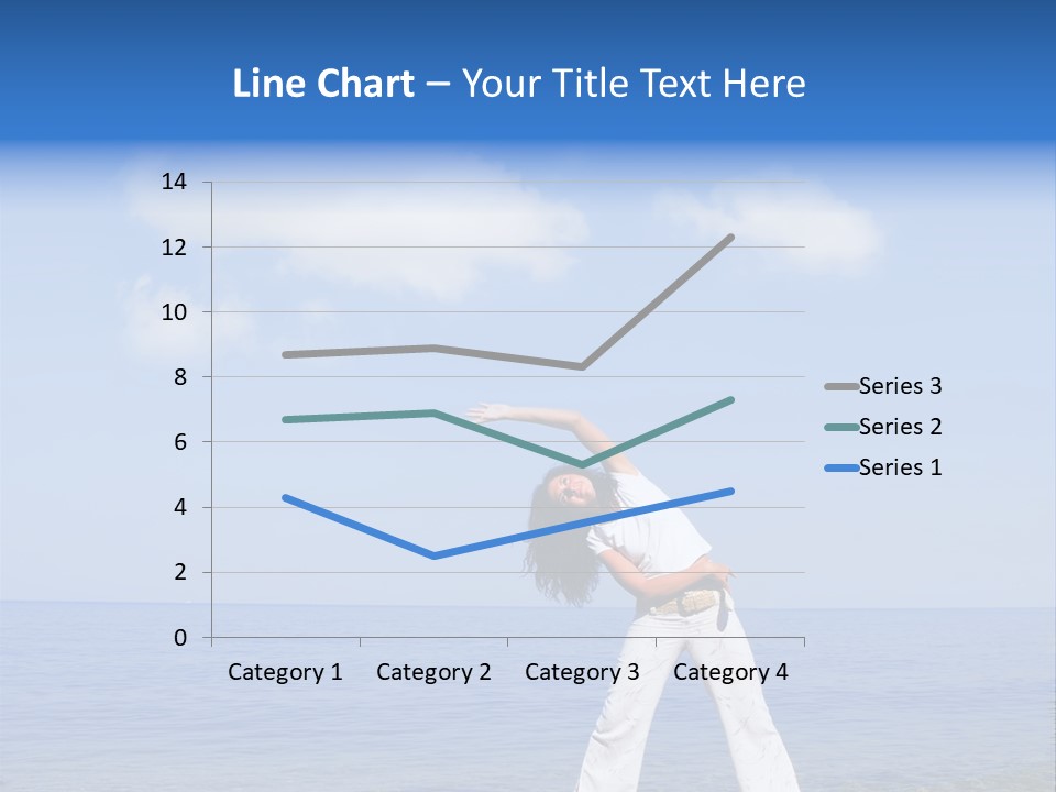 Young Beautiful Woman Doing Fitness Exercises In The Sea PowerPoint Template