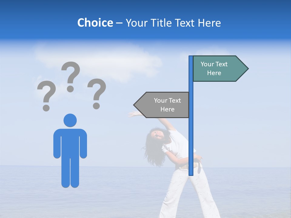 Young Beautiful Woman Doing Fitness Exercises In The Sea PowerPoint Template