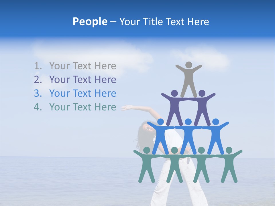 Young Beautiful Woman Doing Fitness Exercises In The Sea PowerPoint Template