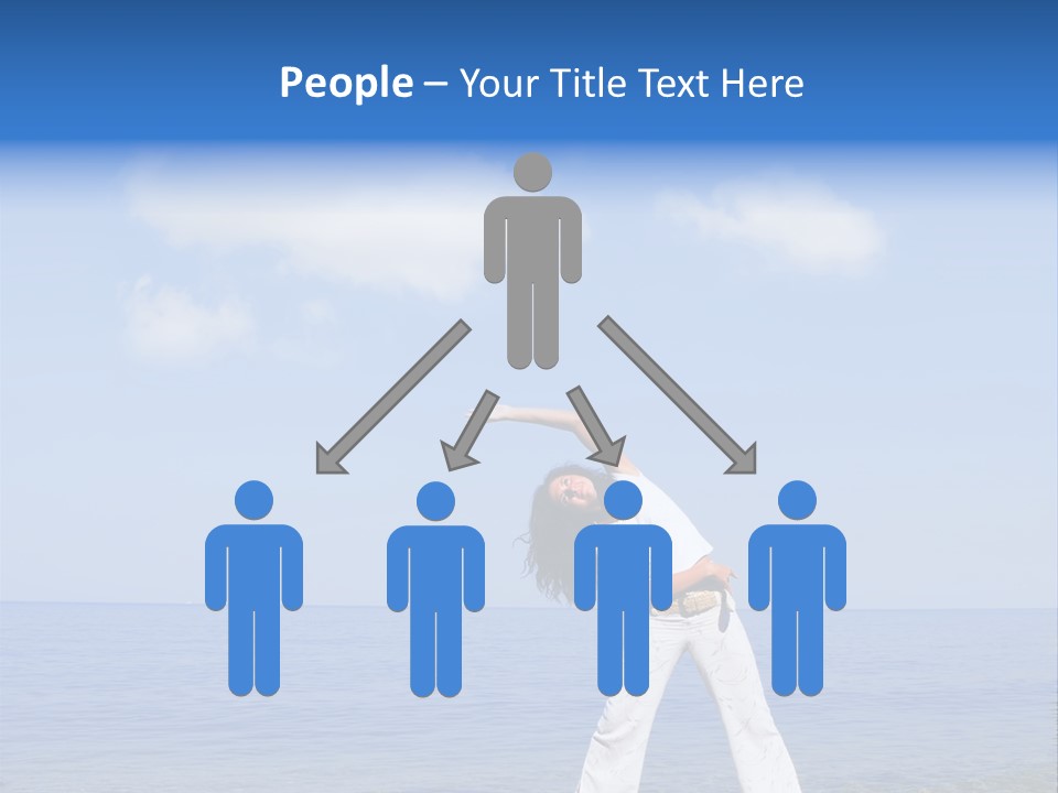 Young Beautiful Woman Doing Fitness Exercises In The Sea PowerPoint Template