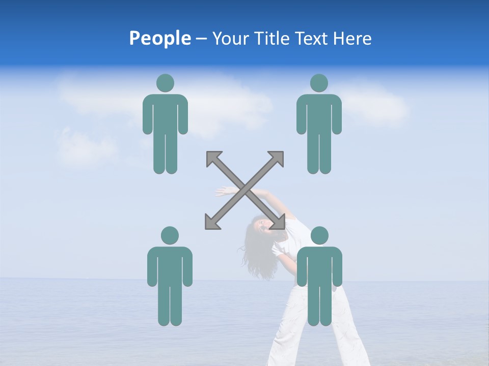 Young Beautiful Woman Doing Fitness Exercises In The Sea PowerPoint Template