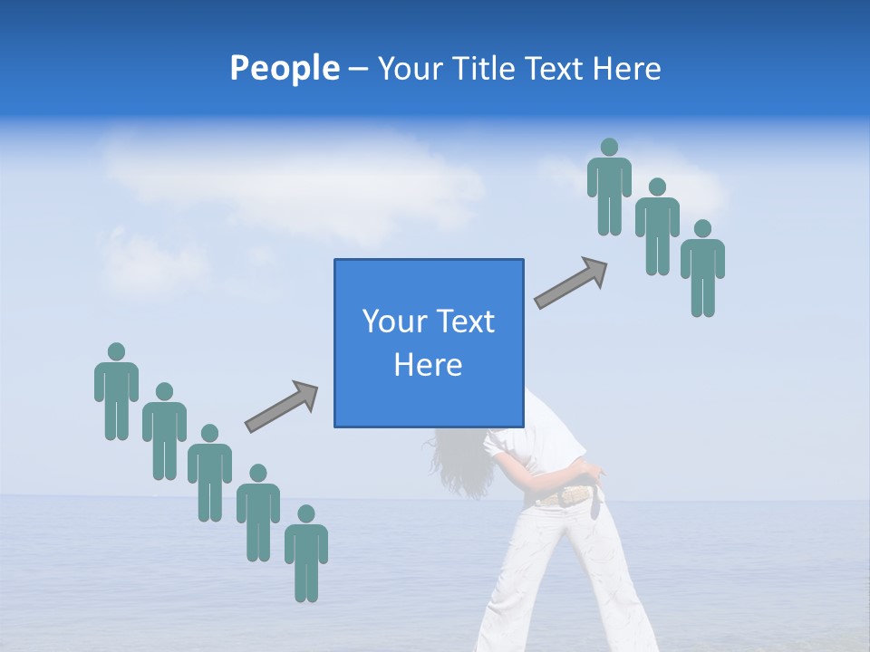 Young Beautiful Woman Doing Fitness Exercises In The Sea PowerPoint Template