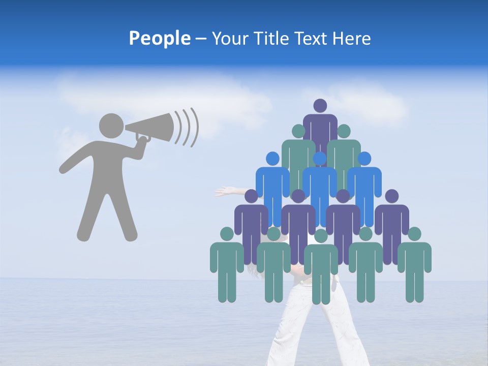 Young Beautiful Woman Doing Fitness Exercises In The Sea PowerPoint Template