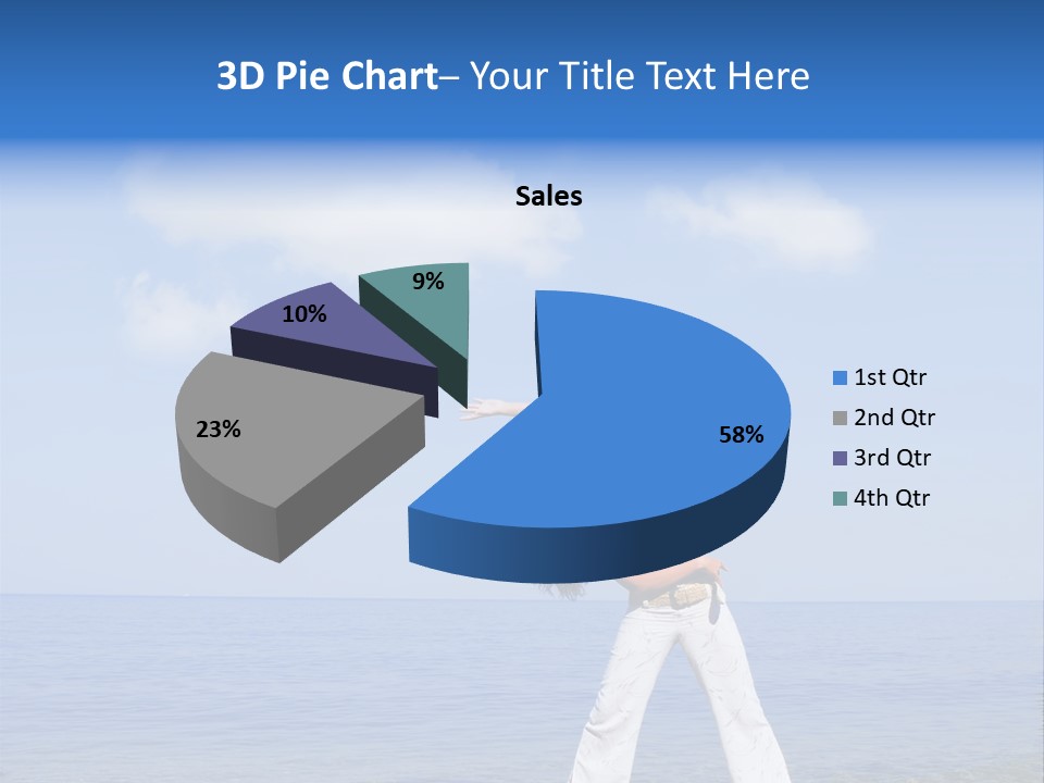 Young Beautiful Woman Doing Fitness Exercises In The Sea PowerPoint Template