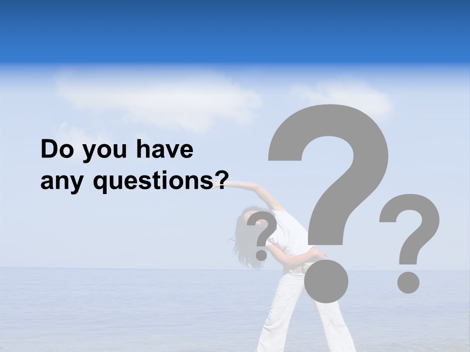 Young Beautiful Woman Doing Fitness Exercises In The Sea PowerPoint Template