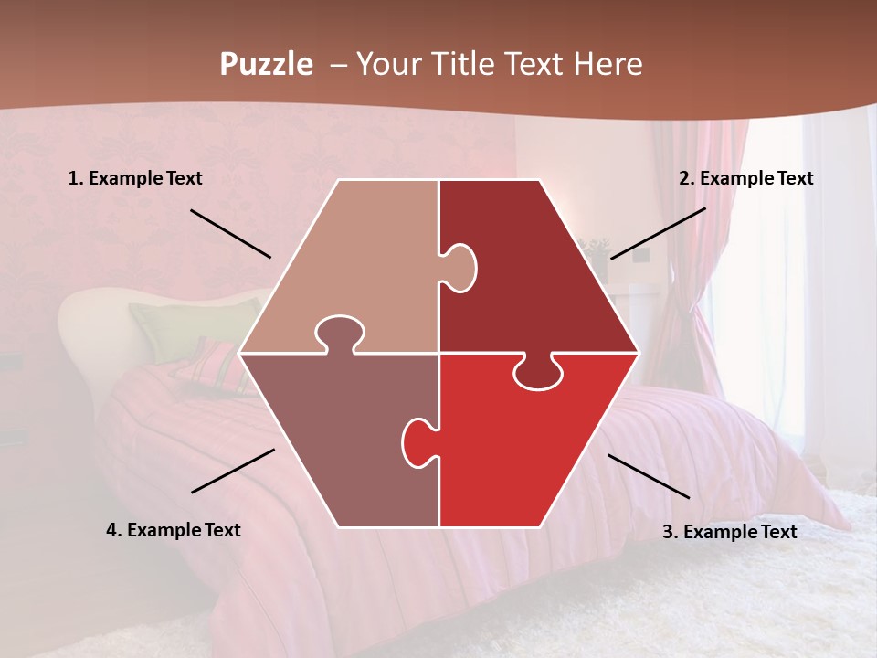 A Bedroom With A Bed And A Pink Wall PowerPoint Template