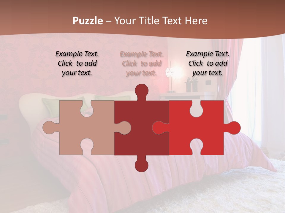 A Bedroom With A Bed And A Pink Wall PowerPoint Template