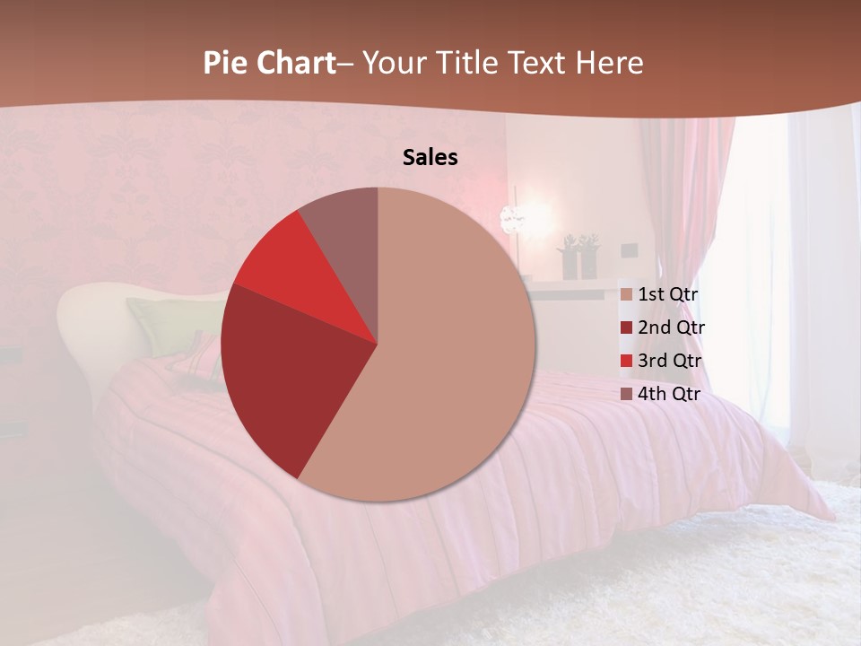 A Bedroom With A Bed And A Pink Wall PowerPoint Template